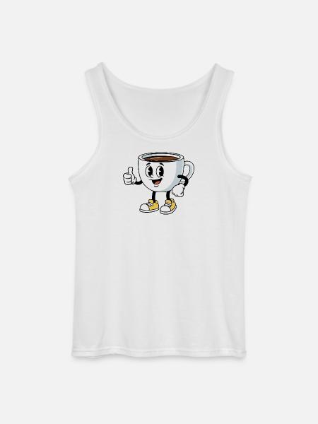 Cartoon Coffee Cup Funny Coffee Comic - Gildan Men’s Tank Top - white