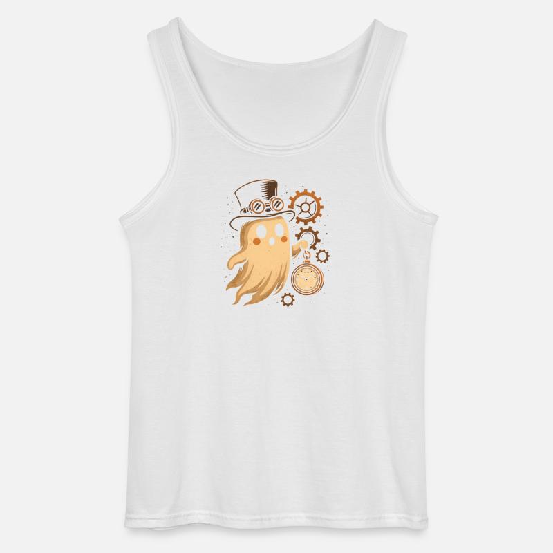 Steampunk Ghost Clockwork - Gildan Men’s Tank Top - white