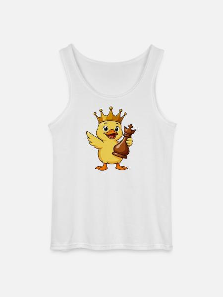 Funny Duck Chess Player King Queen Cartoon - Gildan Men’s Tank Top - white
