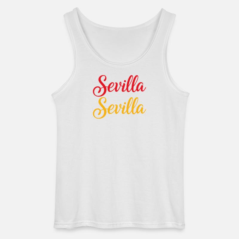 Sevilla Script Duo Red Yellow Retro - Gildan Men’s Tank Top - white