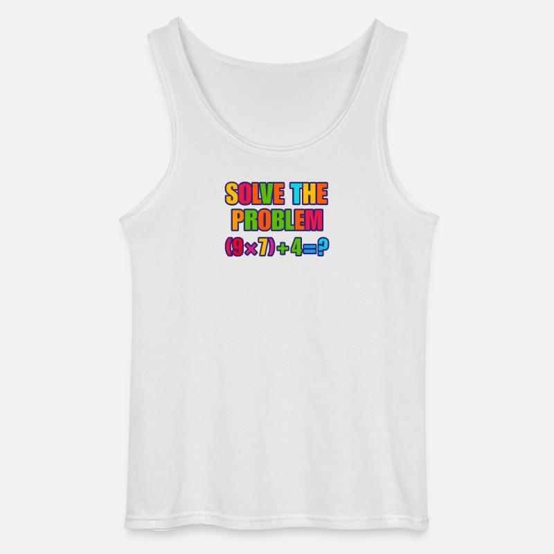 67 Meme, Solve the Problem Math Puzzle  - Gildan Men’s Tank Top - white