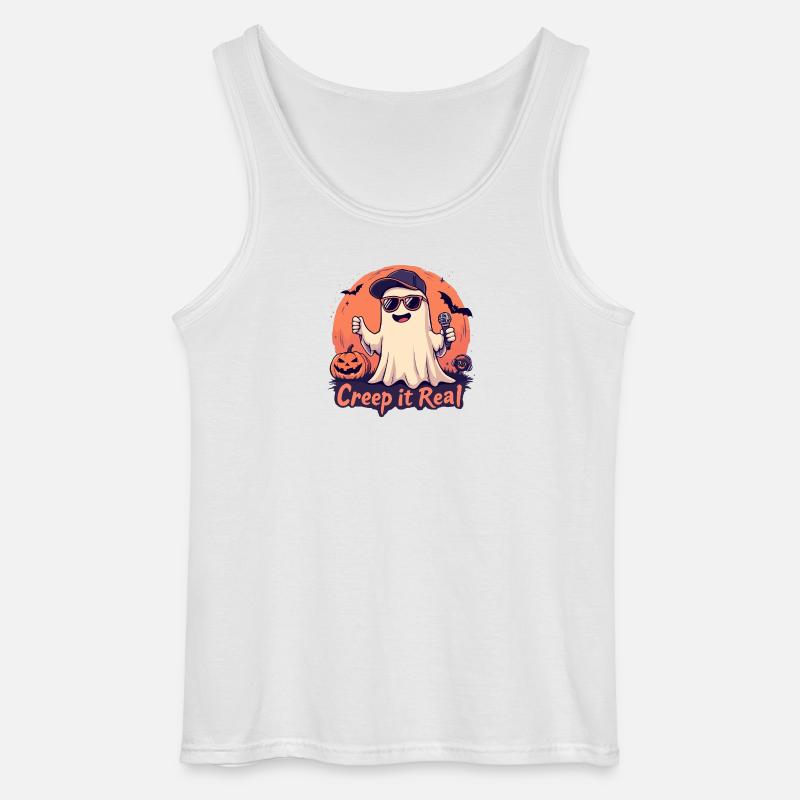 Creep It Real Ghost mit Mikrofon - Gildan Männer Tank Top - Weiß