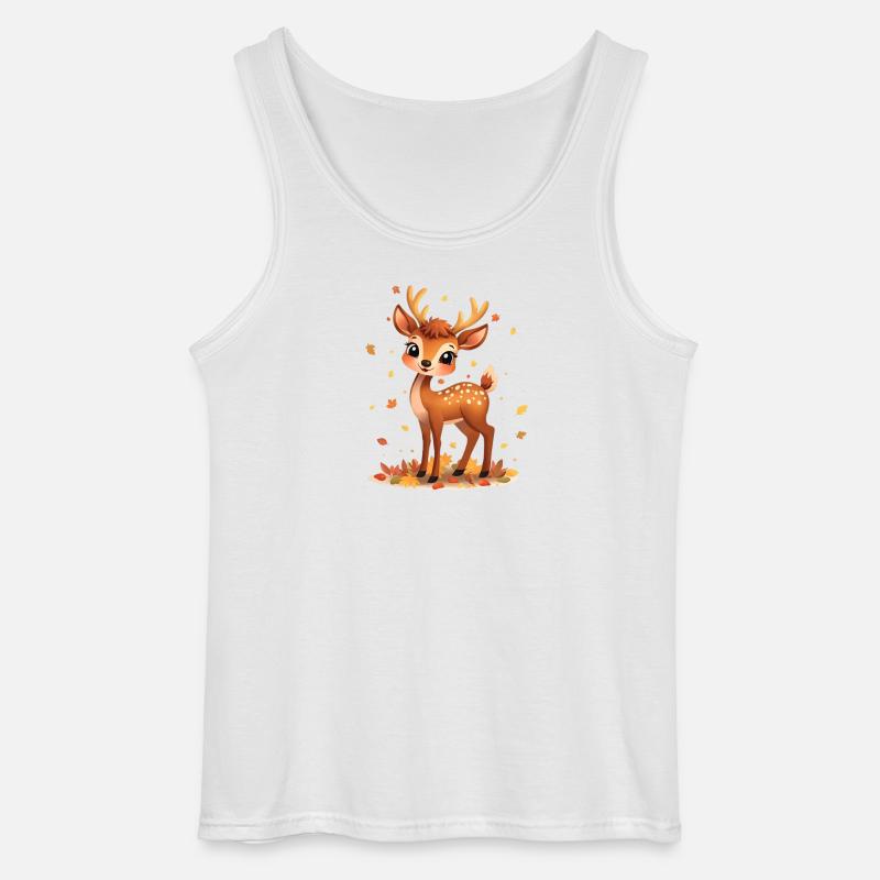 Rehkitz im Herbstlicht und fallenden Blättern - Gildan Männer Tank Top - Weiß
