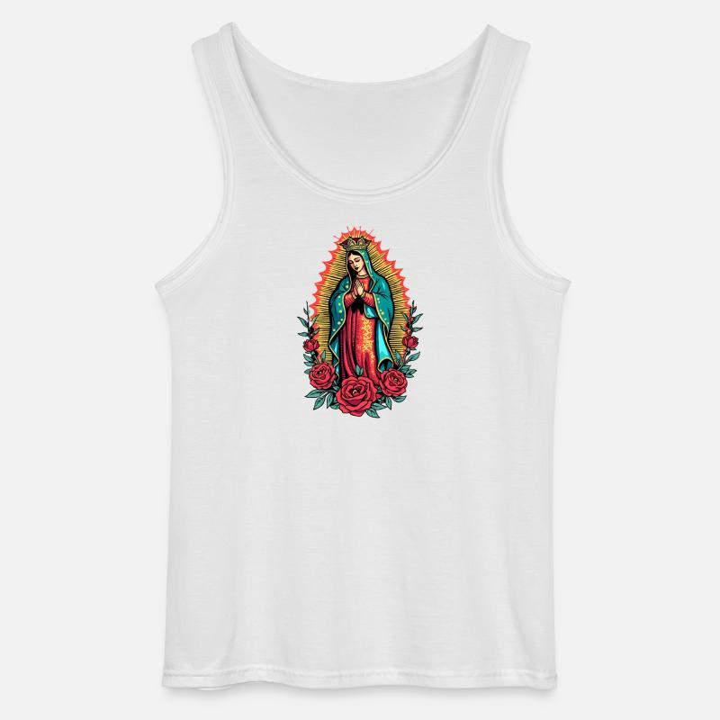 Virgen Guadalupe Rose Icon - Gildan Men’s Tank Top - white