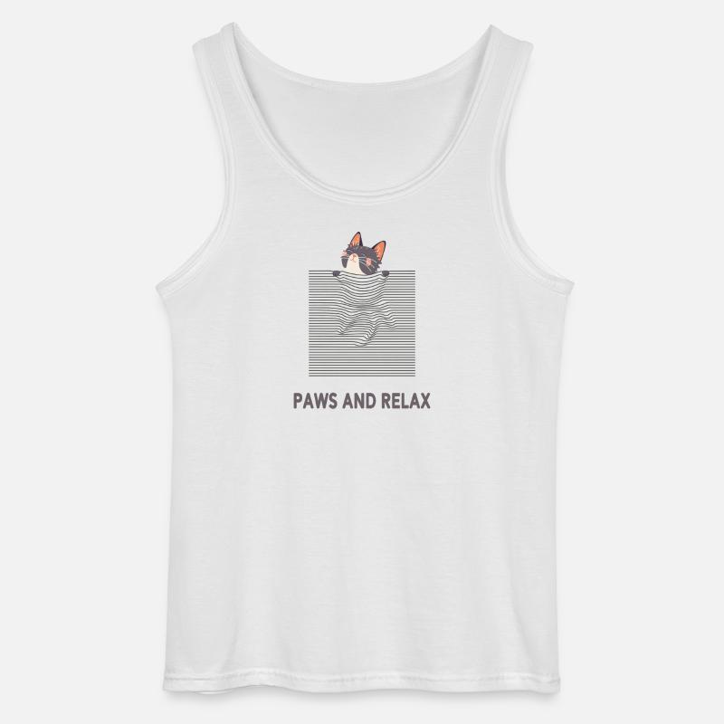 Curious Cat – Funny Optical Line Art - Gildan Männer Tank Top - Weiß
