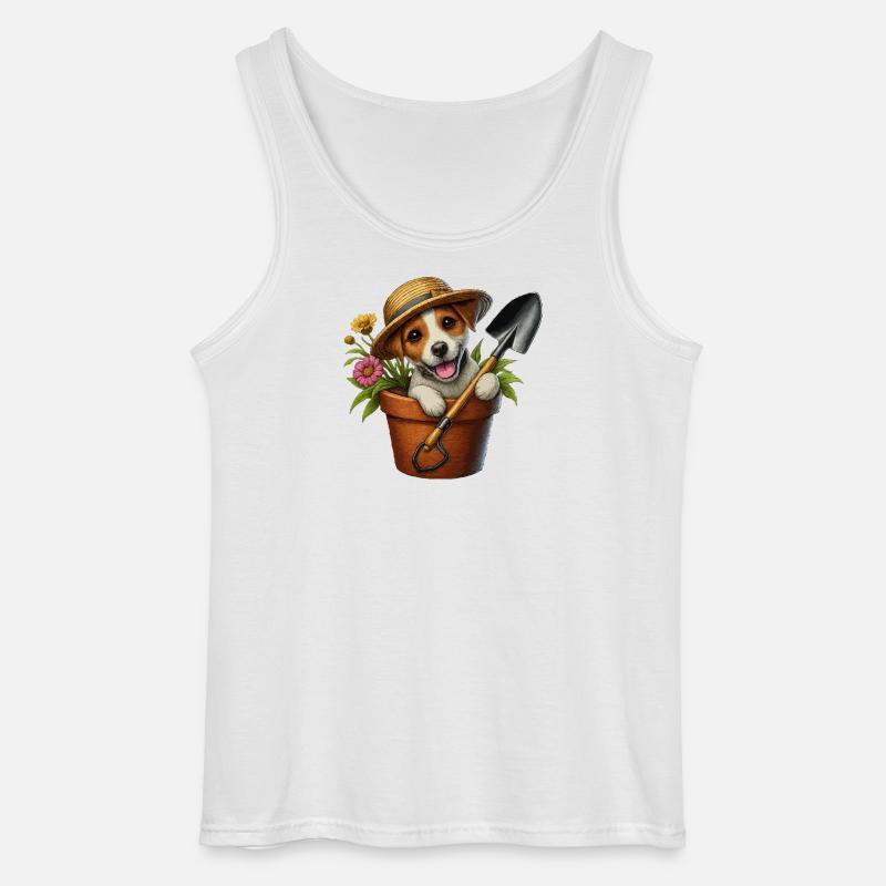 Jack Russell Terrier Blumentopf Gartendesign - Gildan Männer Tank Top - Weiß