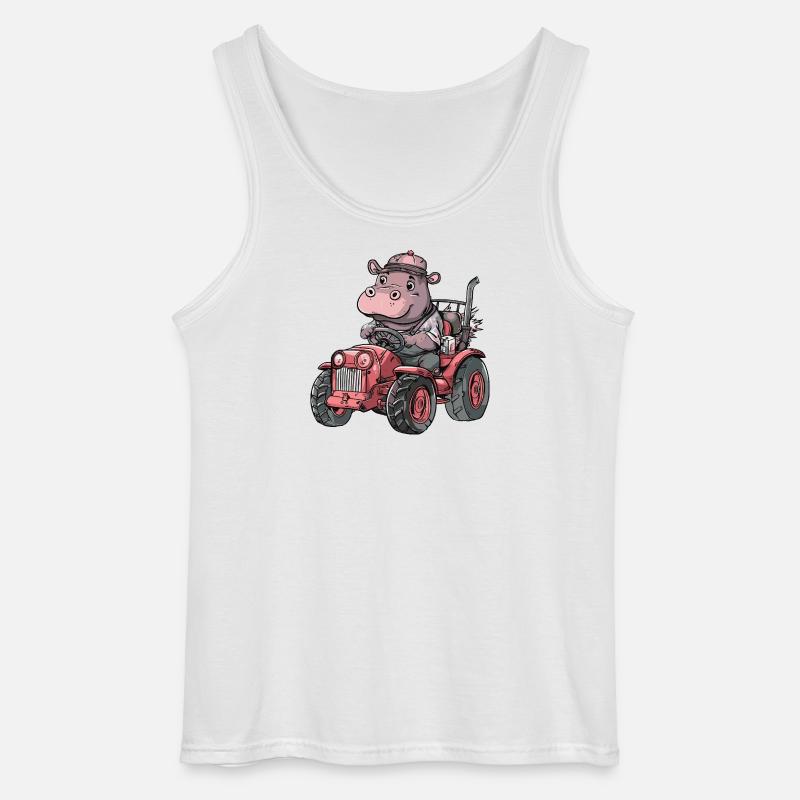 Nilpferd Traktor Farmer - Gildan Männer Tank Top - Weiß