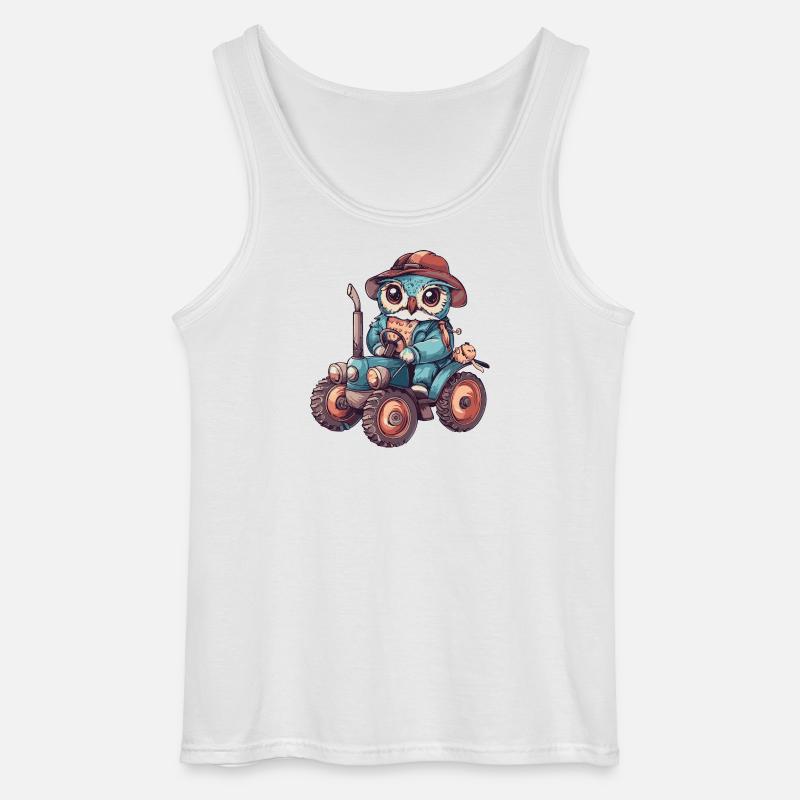 Eule Traktor Farmer - Gildan Männer Tank Top - Weiß