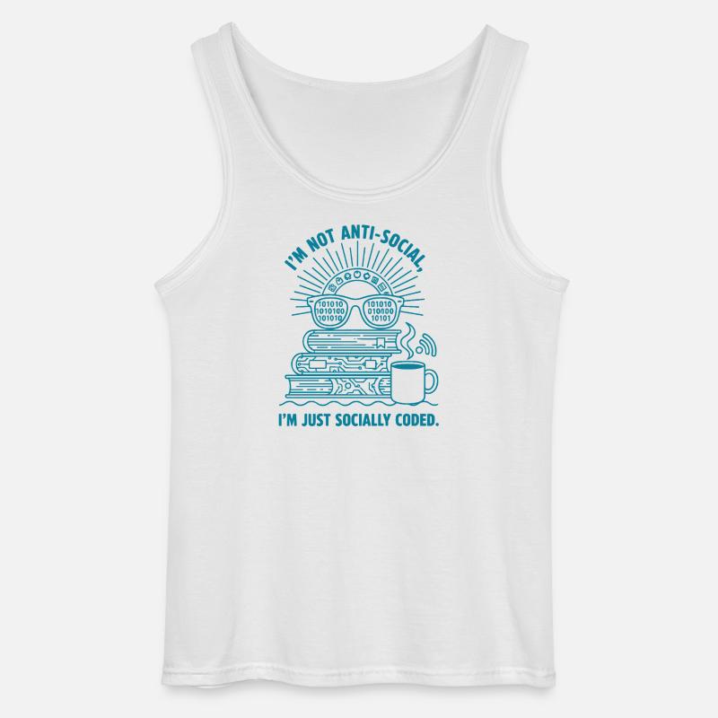 Sozial Codiert: Bücher, Kaffee & Code - Gildan Männer Tank Top - Weiß