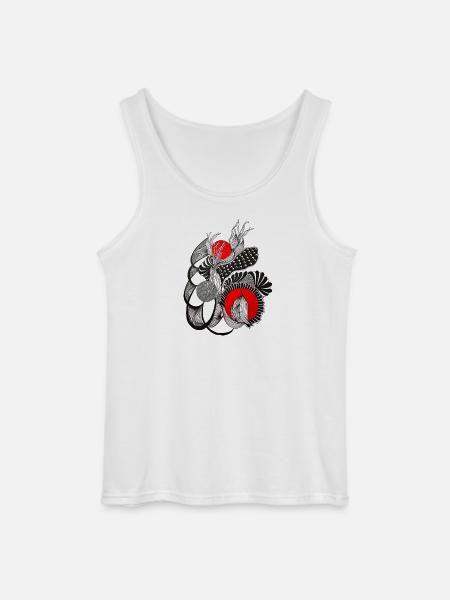 Monochrome flower circles with red - Gildan Men’s Tank Top - white