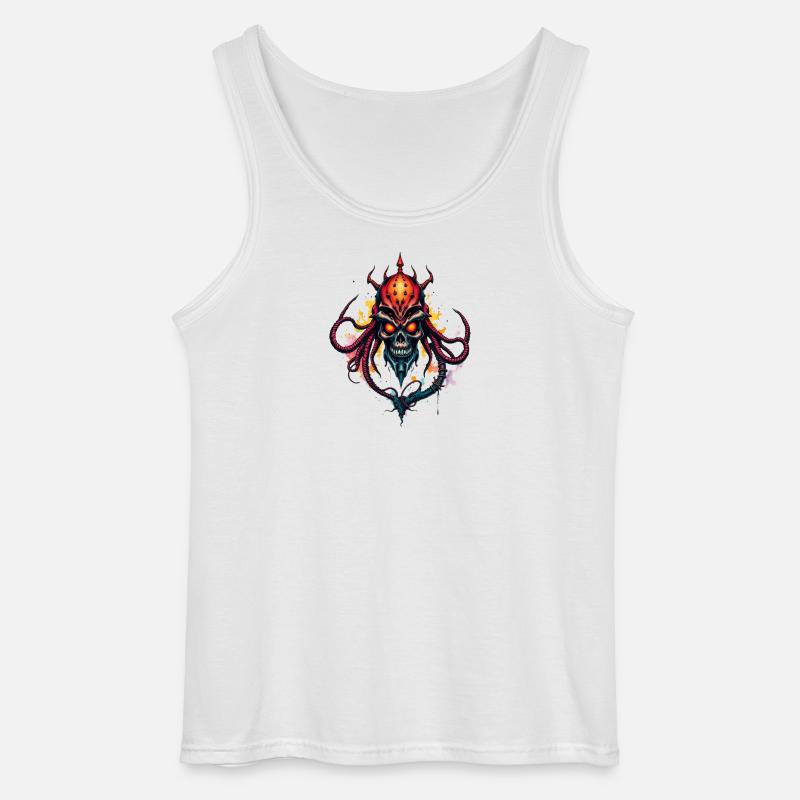 Tentakelskull Horror Kunst Druck - Gildan Männer Tank Top - Weiß