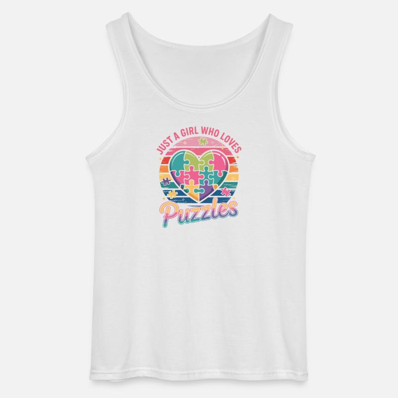 Mädchen liebt Puzzles Herz Regenbogen - Gildan Männer Tank Top - Weiß