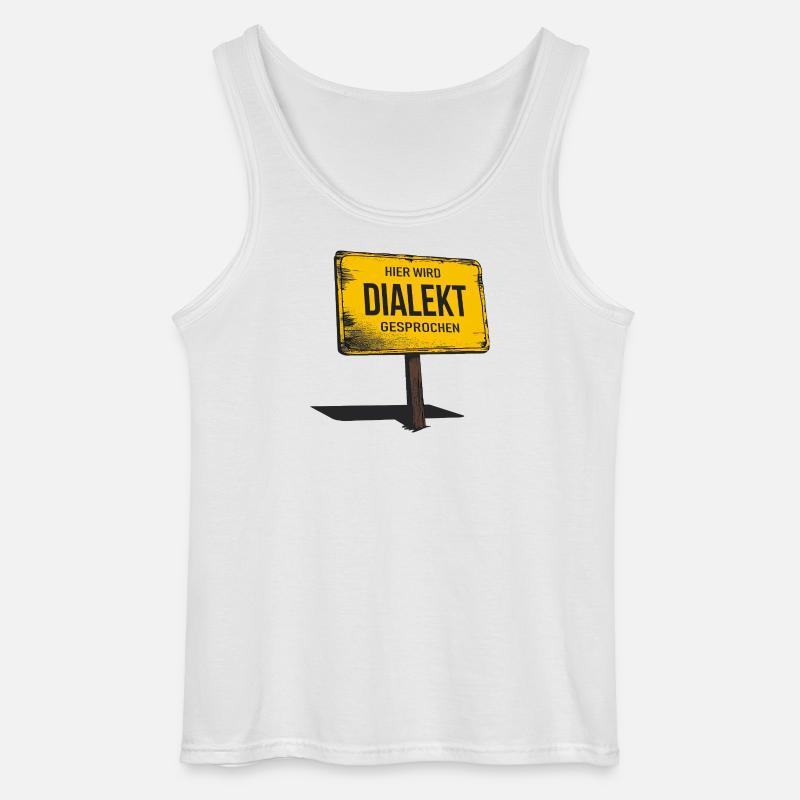Hier wird Dialekt gesprochen – Lustiger Spruch - Gildan Männer Tank Top - Weiß
