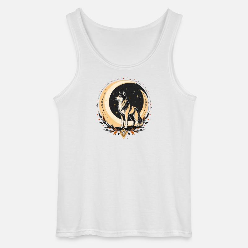 Boho Wolf - Gildan Men’s Tank Top - white