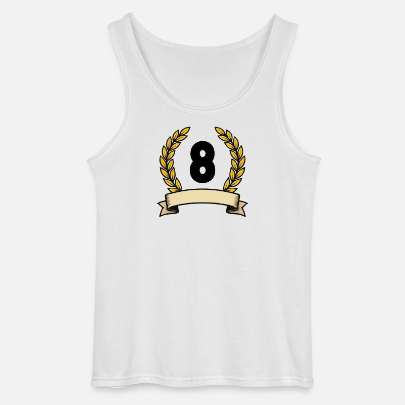 Goldener Lorbeerkranz Nummer 8 - Gildan Männer Tank Top - Weiß