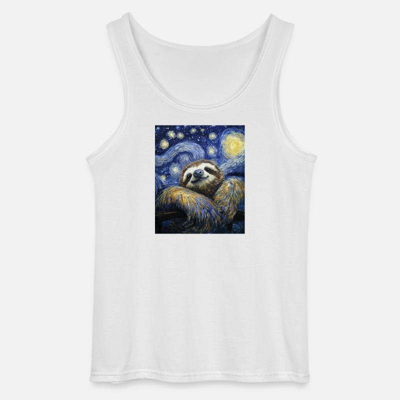 Faultier Van Gogh Style Starry Night - Gildan Männer Tank Top - Weiß