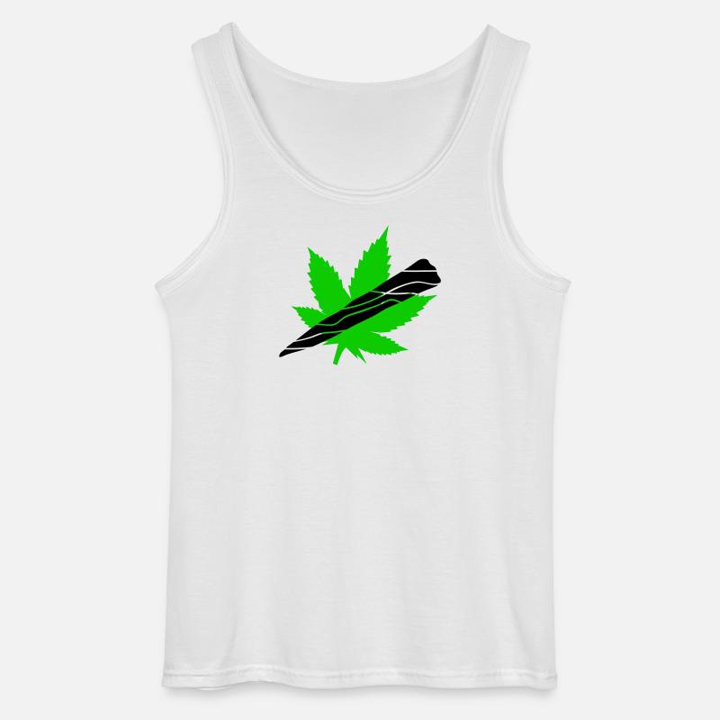 Neon Cannabisblatt Grafik - Gildan Männer Tank Top - Weiß