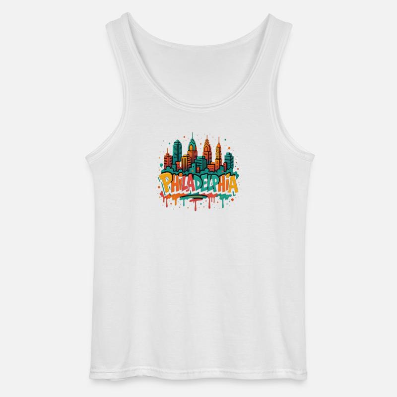 Philly Graffiti Skyline - Gildan Men’s Tank Top - white