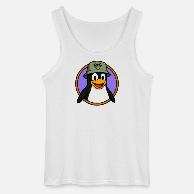Tux Linux + GNU Hat - Gildan Men’s Tank Top - white
