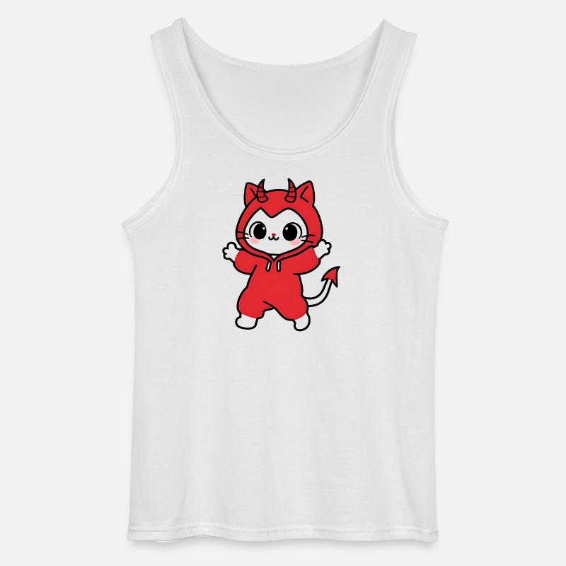 Cat Devil Kapuzenpullover Rot - Gildan Männer Tank Top - Weiß