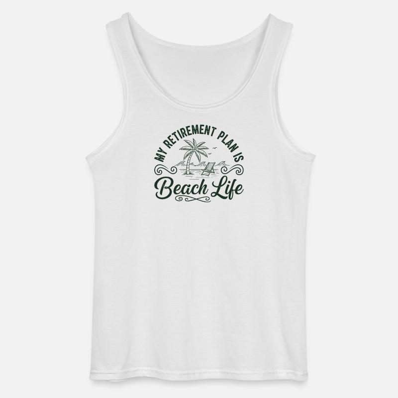 Beach Life Retirement Plan Tee - Gildan Männer Tank Top - Weiß
