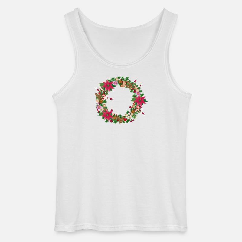 Üppig geschmückter Weihnachtskranz mit Deko - Gildan Männer Tank Top - Weiß
