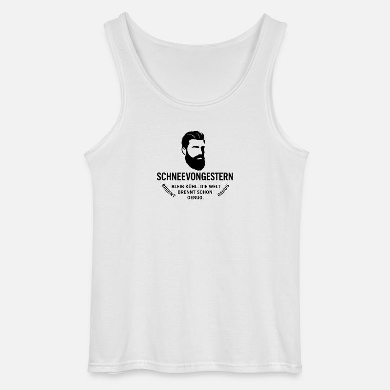 Bartkopf Portrait mit Textgrafik(SchneeVonGestern) - Gildan Männer Tank Top - Weiß