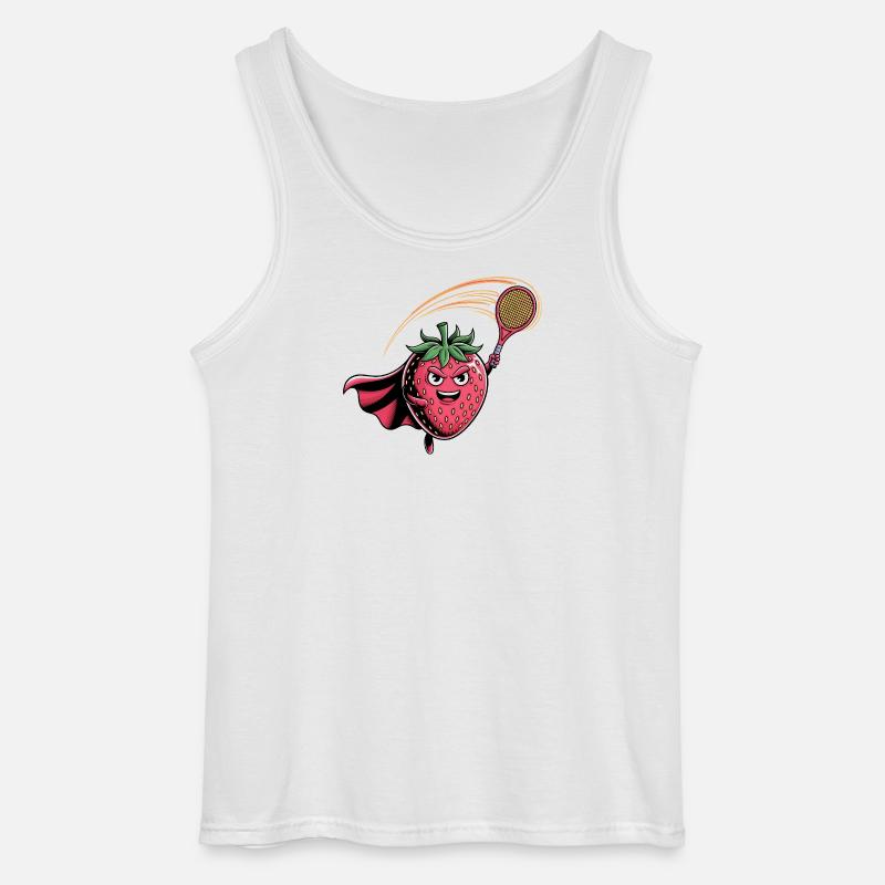 Erdbeere Superheld Tennis Smash mit Schläger - Gildan Männer Tank Top - Weiß