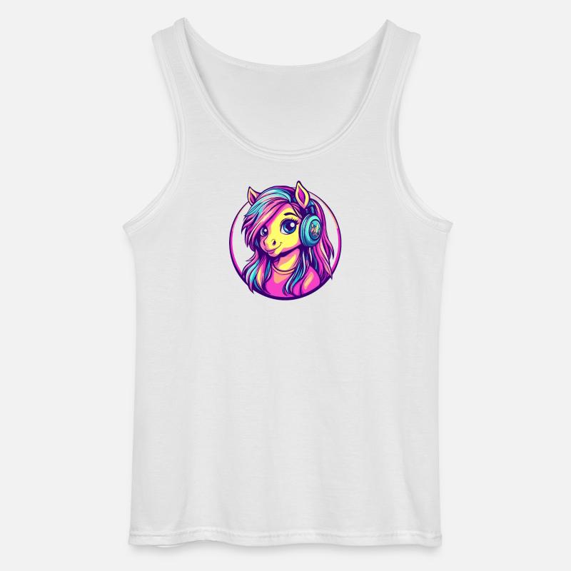 Neonpony mit Kopfhörer – bunte Cartoon-Pony - Gildan Männer Tank Top - Weiß