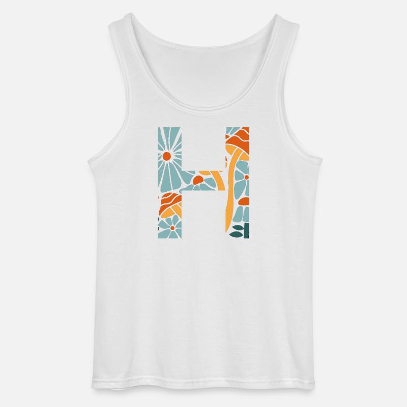 Buchstabe h groovige Blumen Geschenkidee - Gildan Männer Tank Top - Weiß