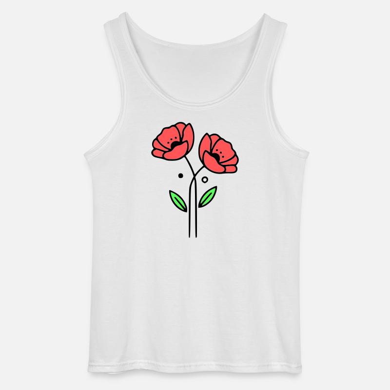 mohnblume-mohnblumen-minimalistisch-line-art-5 - Gildan Männer Tank Top - Weiß