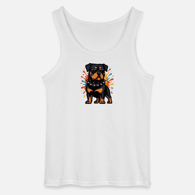 Rottweiler Hund mit Farbexplosion - Gildan Männer Tank Top - Weiß