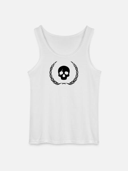 Skeleton Skull Wreath - Gildan Men’s Tank Top - white