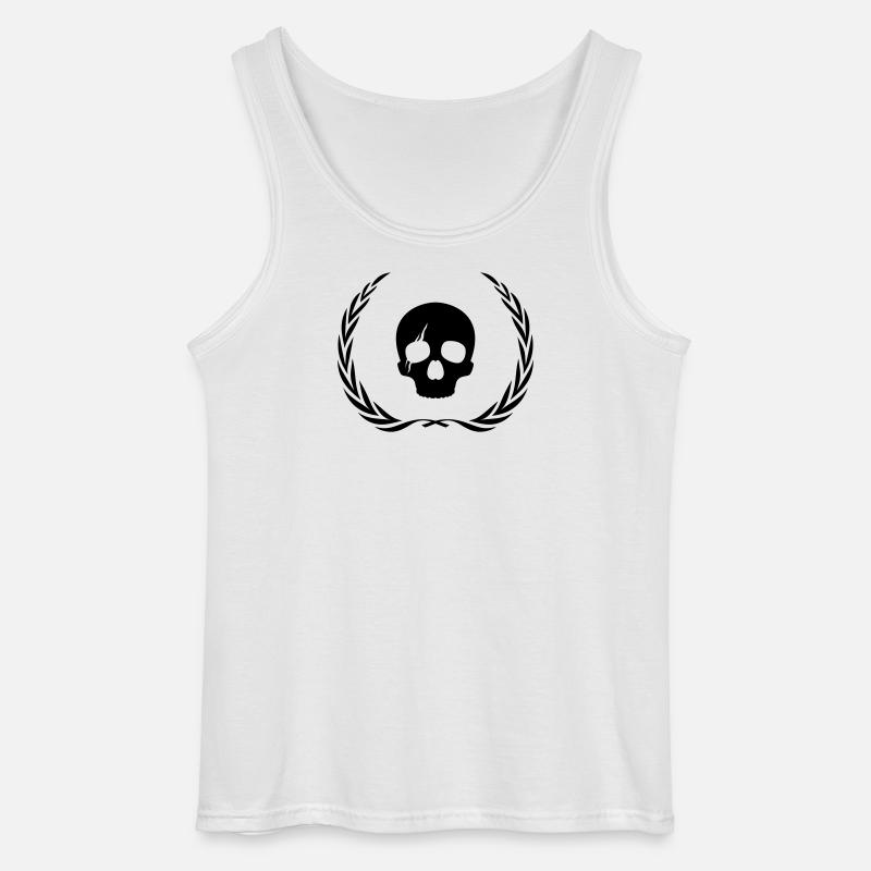 Skeleton Skull Wreath - Gildan Men’s Tank Top - white