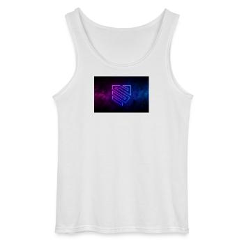 Logo du bouclier géométrique néon - Débardeur Gildan Homme - blanc - Devant - AI Model Male 185 dark (185cm)