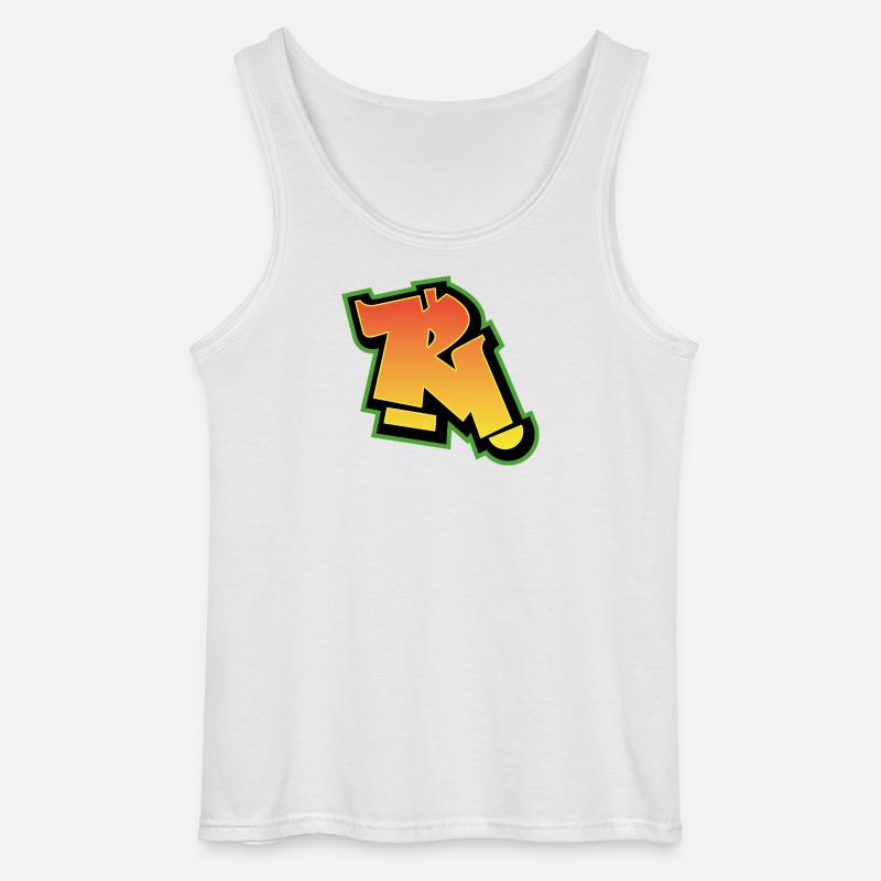 Graffiti-Schrift Wildstyle 01 Buchstabe 'R' - Gildan Männer Tank Top - Weiß