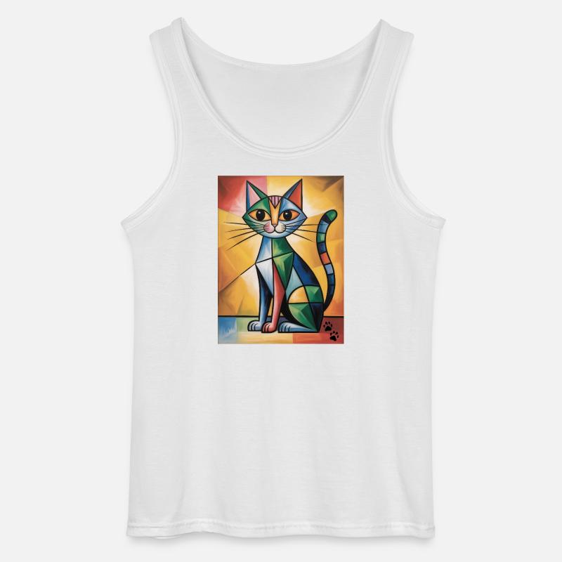 katze kubisch - Gildan Männer Tank Top - Weiß