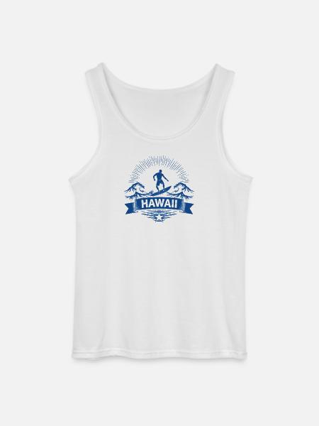 Hawaii Surfer Surfer on Pacific Wave - Gildan Men’s Tank Top - white