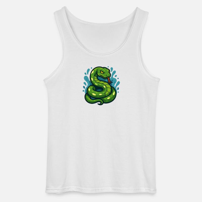 Green Tree Python Snake in Wave - Gildan Men’s Tank Top - white