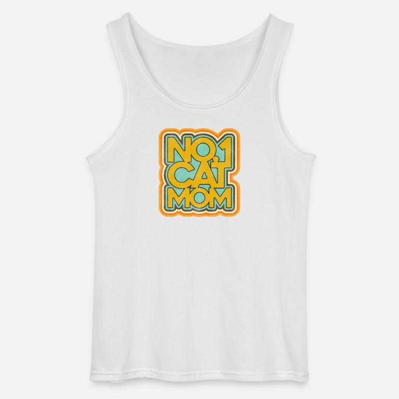 Katze Mama Nummer Eins Retro Abzeichen - Gildan Männer Tank Top - Weiß