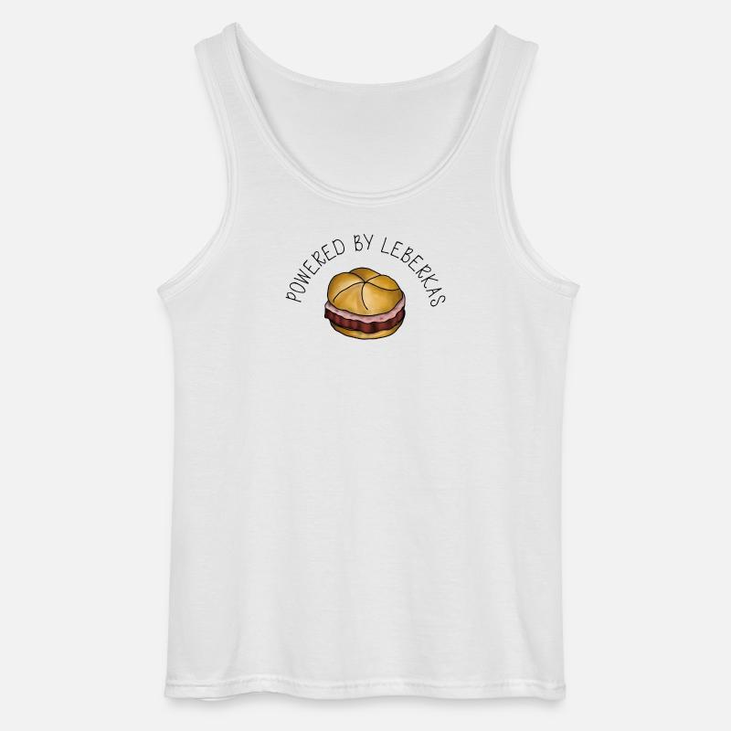 Powered by Leberkas – Leberkäse Spruch - Gildan Männer Tank Top - Weiß