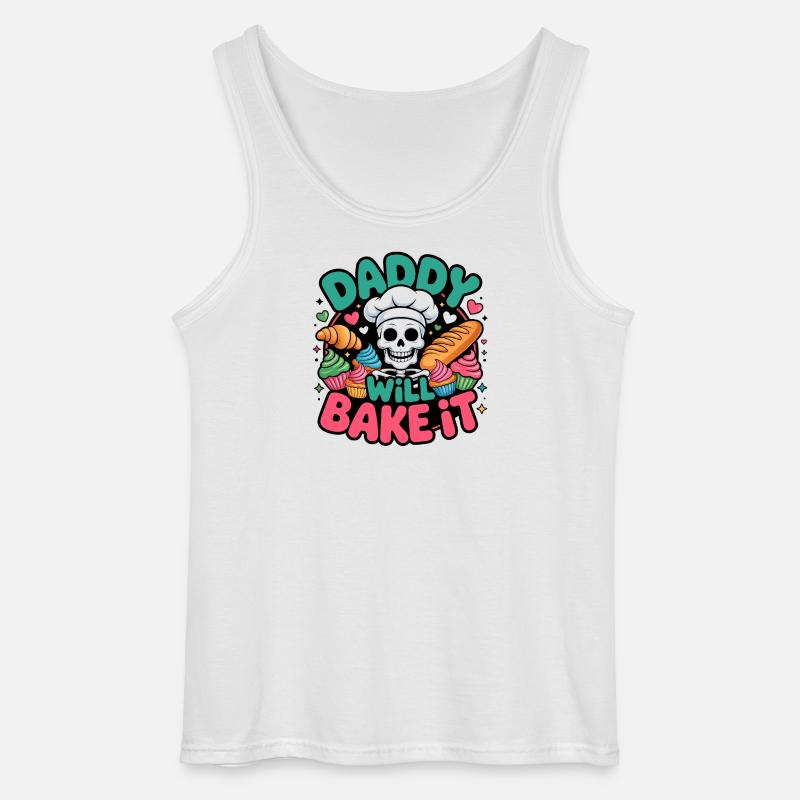 Daddy Will Bake It Skelettkoch - Gildan Männer Tank Top - Weiß