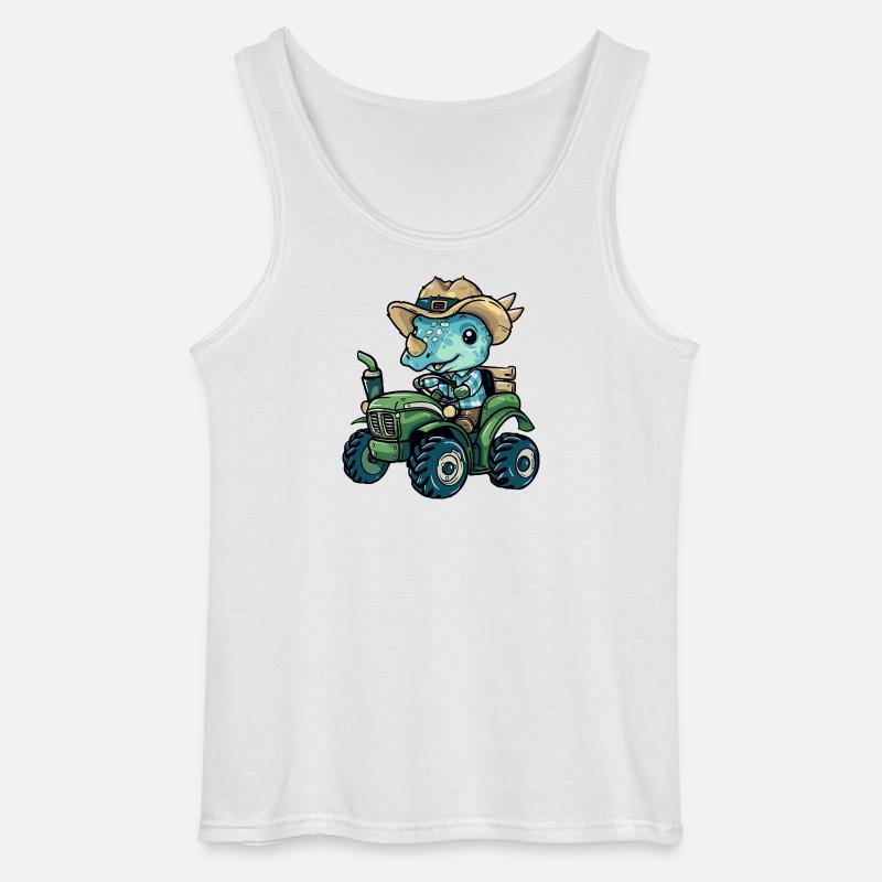 Dinosaurier triceratops Traktor Farmer - Gildan Männer Tank Top - Weiß