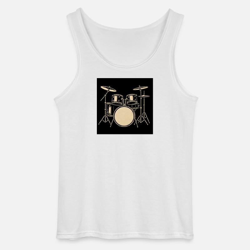 Schwarzsilbernes Drumset Illustration - Gildan Männer Tank Top - Weiß