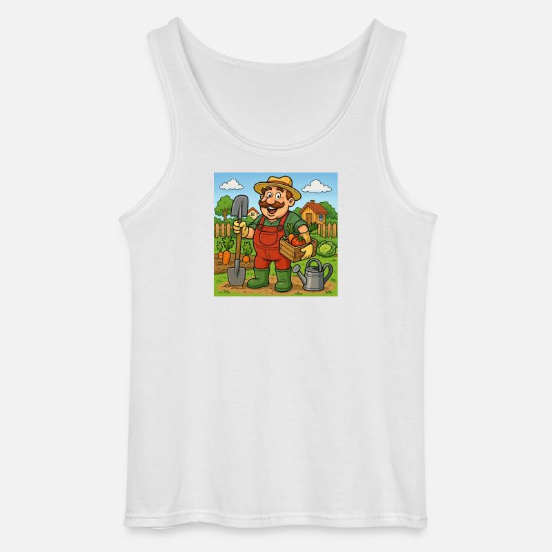 Bauer mit Erntekorb - Gildan Männer Tank Top - Weiß
