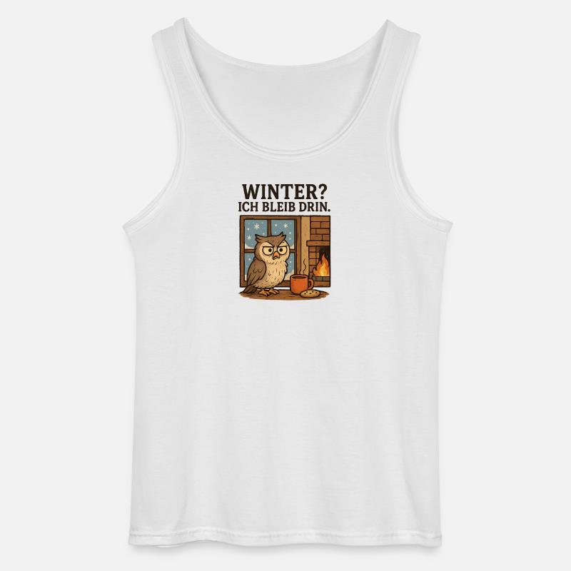 Winterstube Die Eule Bleibt Drin - Gildan Männer Tank Top - Weiß