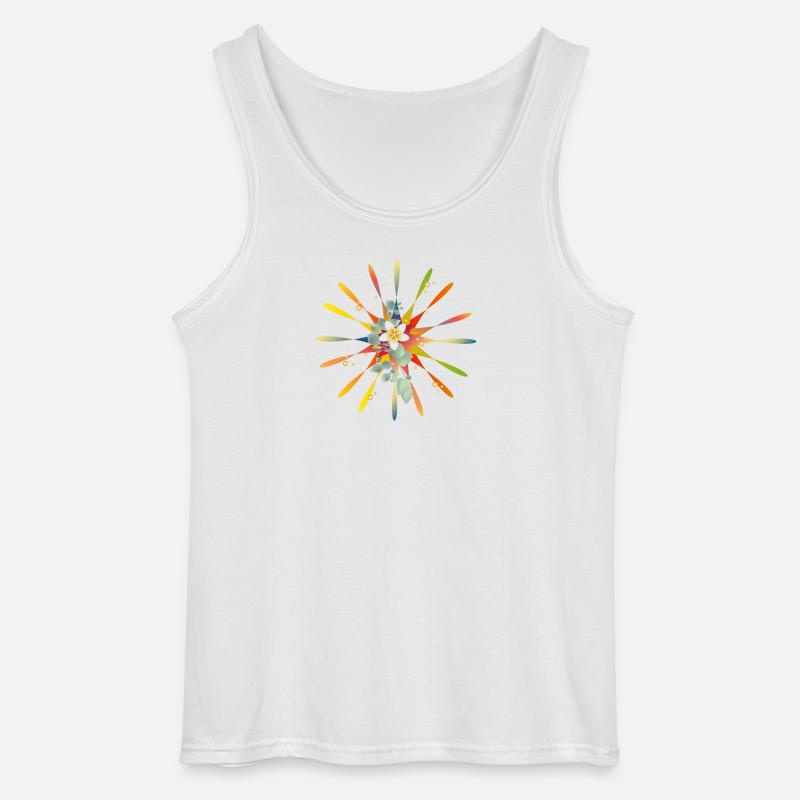 Strahlender Regenbogenstern mit exotischer Blüte - Gildan Männer Tank Top - Weiß