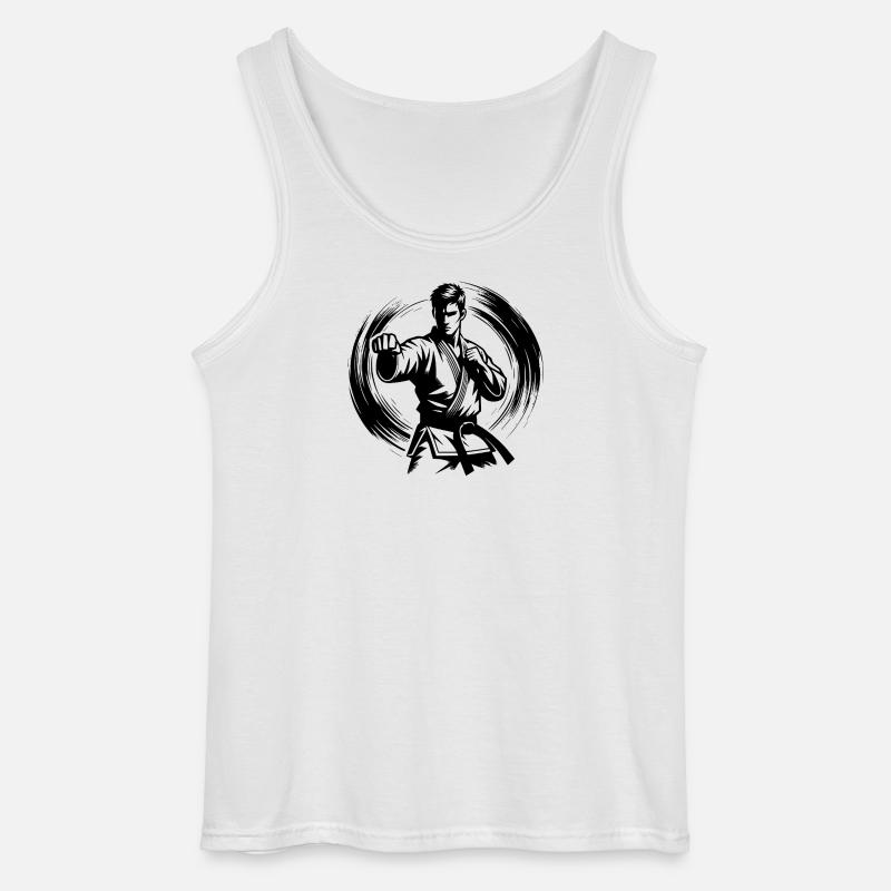 Dynamische Kampfpose Perfekte Karate Silhouette - Gildan Männer Tank Top - Weiß