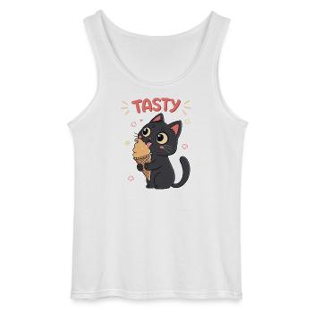 Chat noir gourmand crème glacée - Gildan Men’s Tank Top - white - Front - AI Model Male 185 dark (185cm)