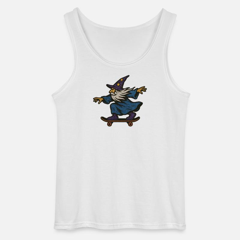 Eiskunstlaufzauberer mit lila Sternenhut - Gildan Männer Tank Top - Weiß